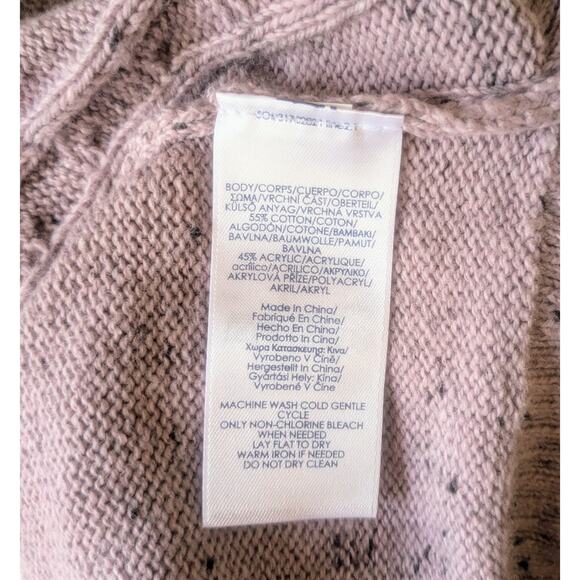 NEW Chaps Womens Sweater XXL Lavender White Cable Knit Scoop Neck Raglan Sleeve - Picture 8 of 8